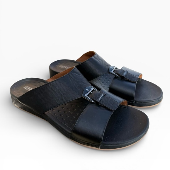 Ferrini Other - Ferrini Arabic Men's Black Leather Open Toe Sandals Buckle Detail EU 49 US 11.5